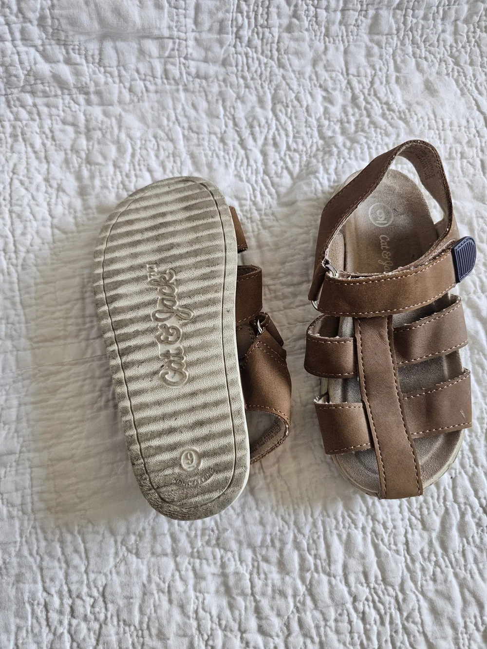 Cat & Jack Brown Kids' Strappy Sandals Boy 9 Child
